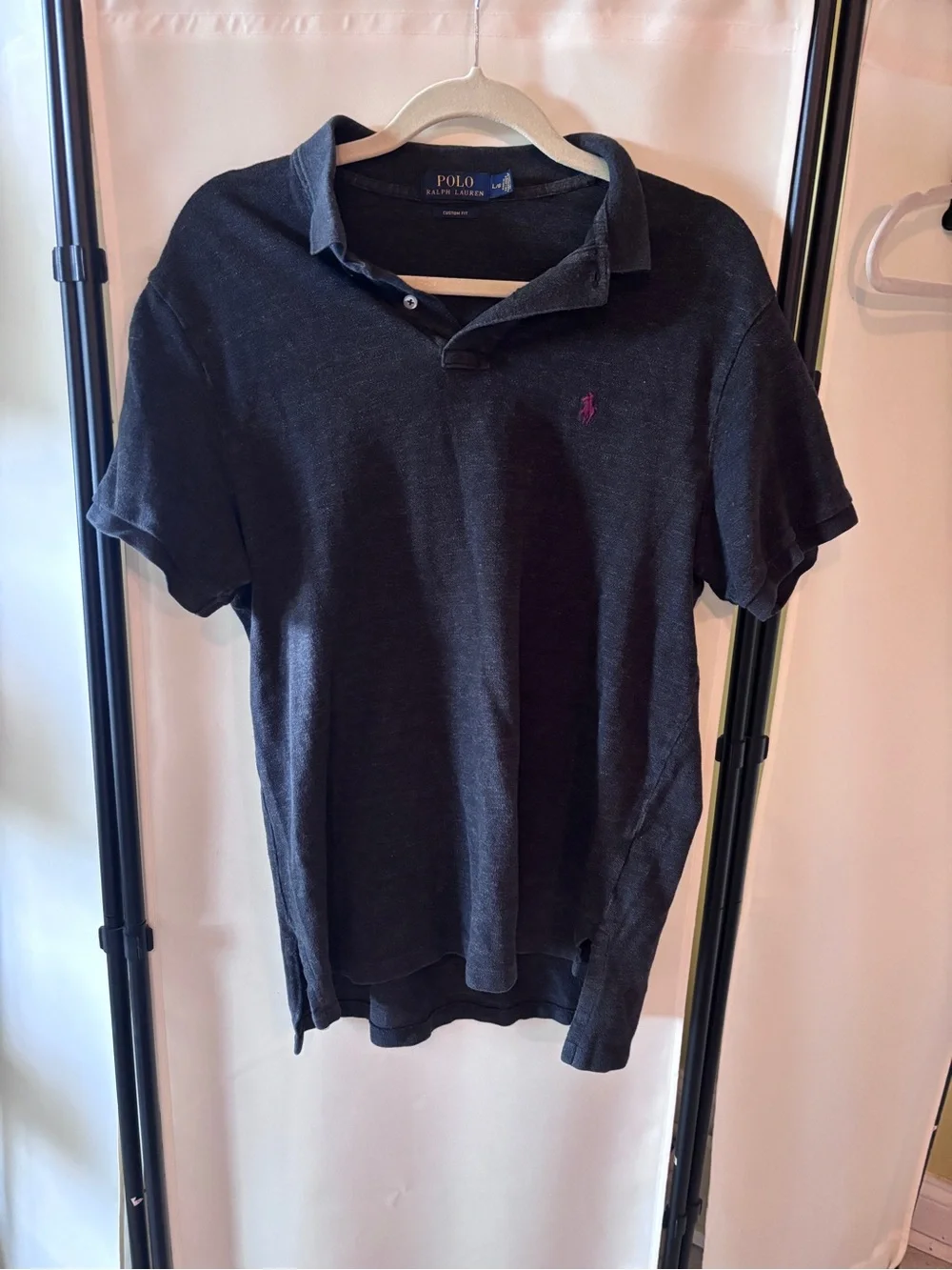 Polo by Ralph Lauren Men’s Black Polo with Burgundy Logo